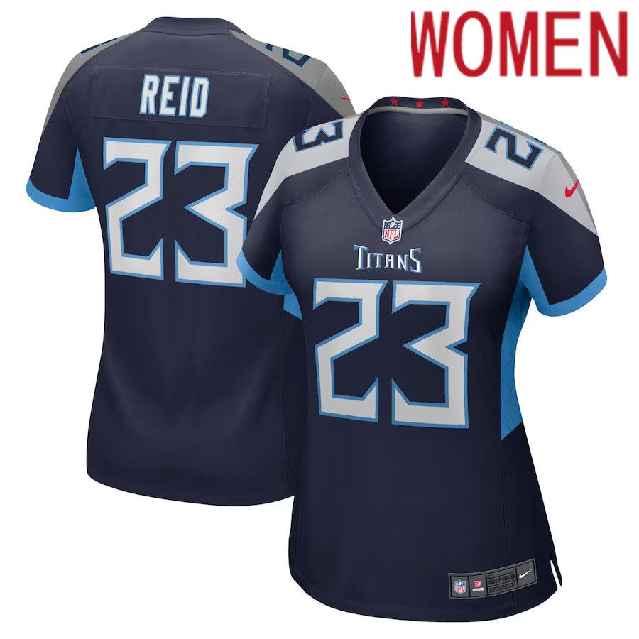 Women Tennessee Titans #23 John Reid Nike Navy Home Game Player NFL Jersey